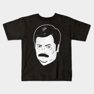 Ron Swanson Face black tee Kids T-Shirt